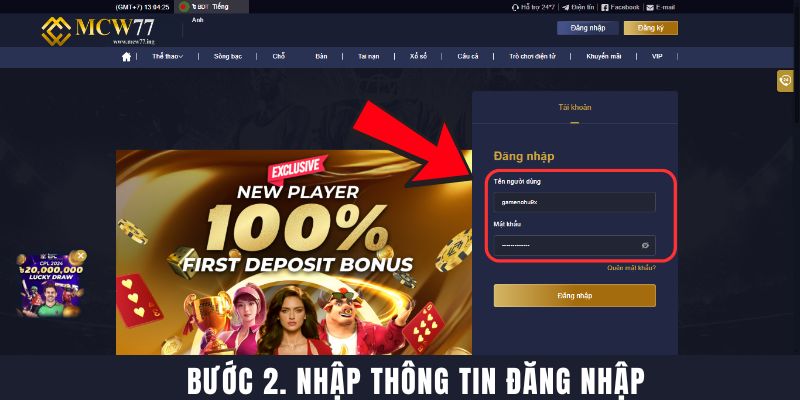 Bước 2. Nhập Thông Tin Đăng Nhập Bước 2. Nhập Thông Tin Đăng Nhập